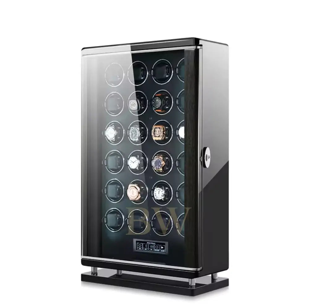 Biggest Watch winder for watch collector with 24 watches displayed on a white background, featuring the brand 'Miron Atelier'.