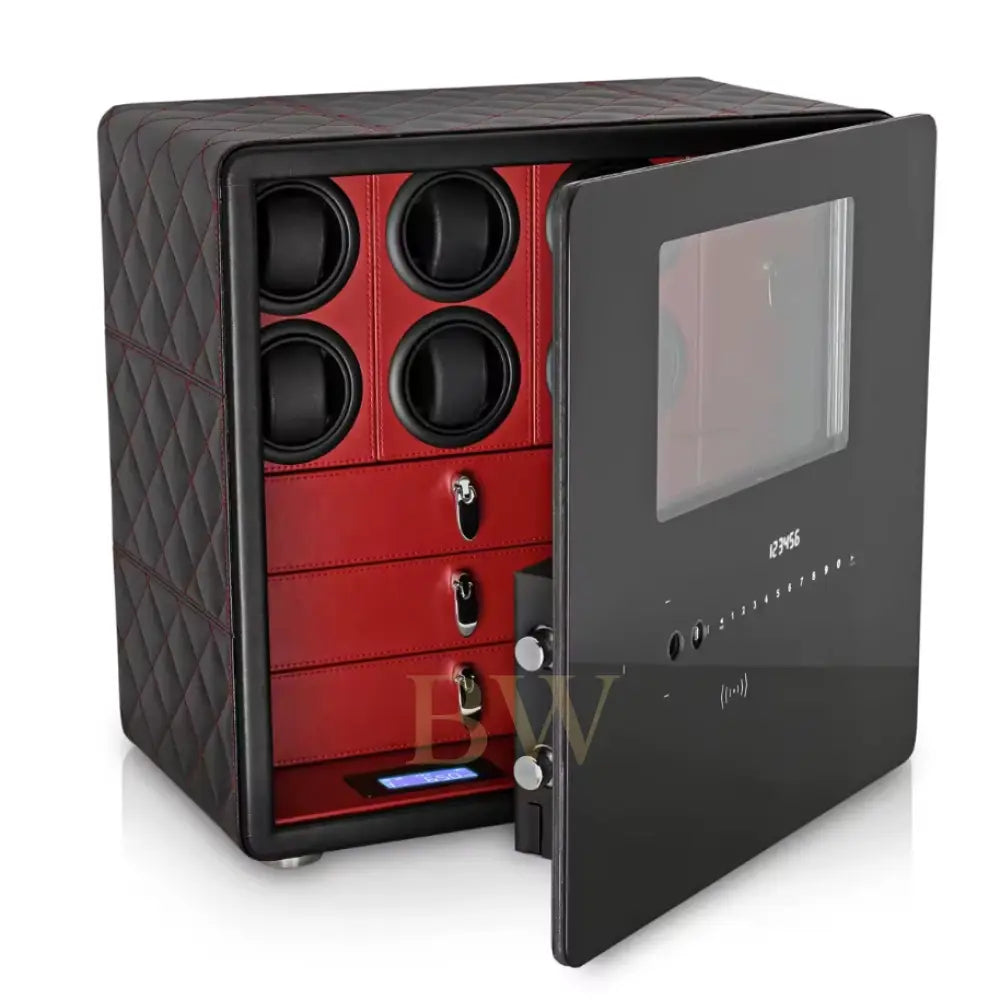 Watch Winder Safe - Vendôme - 6 Slot-Red - Watch Winder