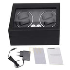 Black watch winder with accessories on a white background