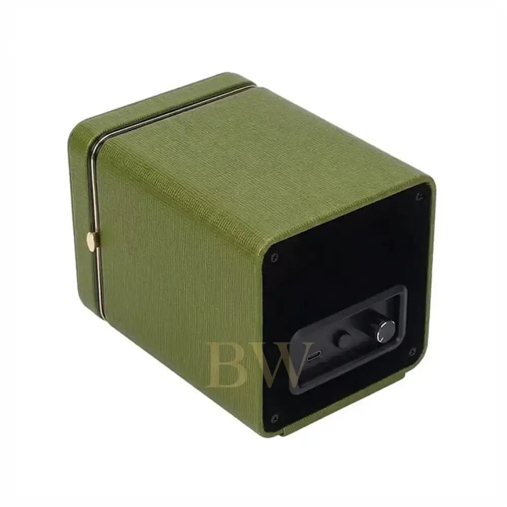 Green watch winder close-up 