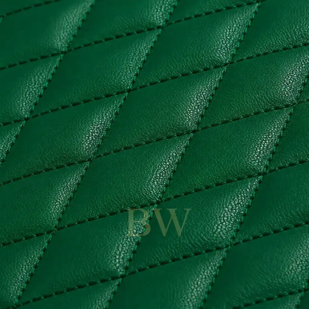 Close-up of the green rolex leather