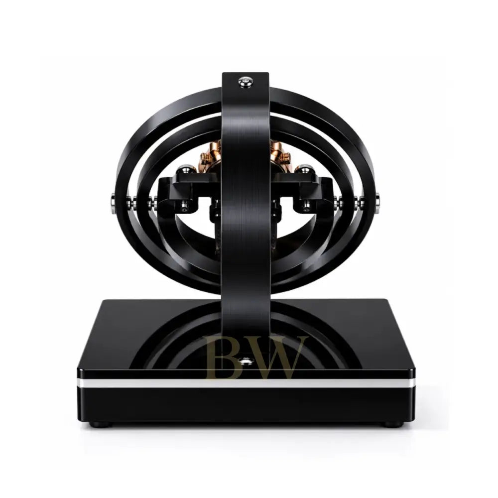 Black and silver mechanical watch winder for automatic watches.