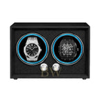 Luxury Watch Winder Matte with 2 luxury watches Audemars and Hublot rotating inside