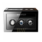 Three-watch winder with digital display on a white background