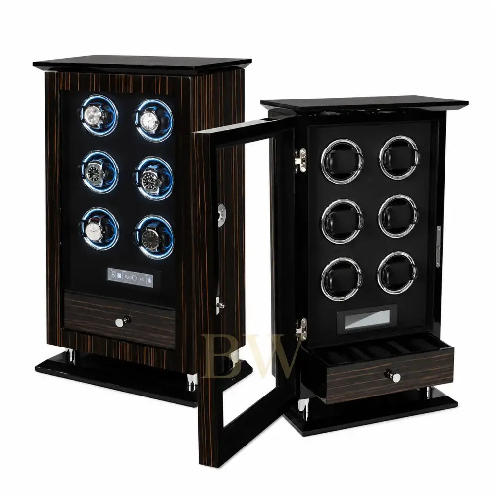 watch winder with multiple watch faces on a white background