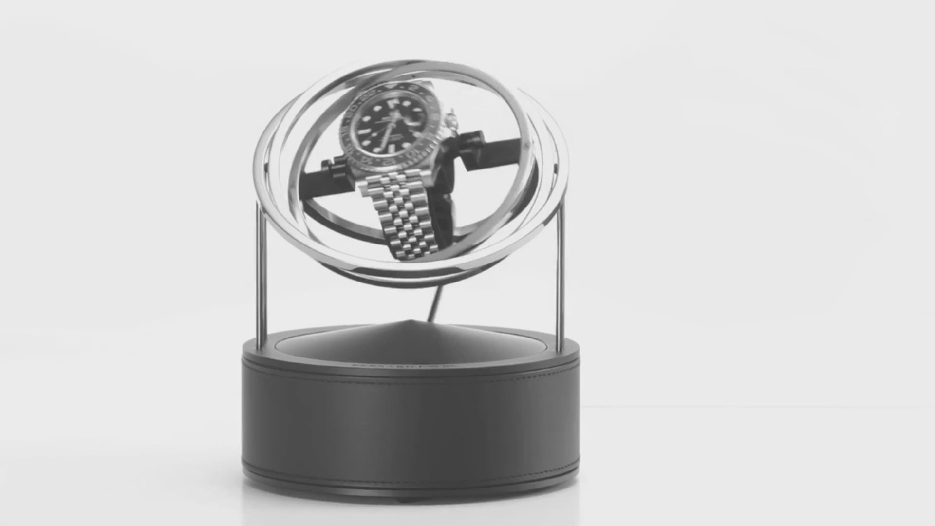 Silver Watch Winder rotating with a Rolex watch inside