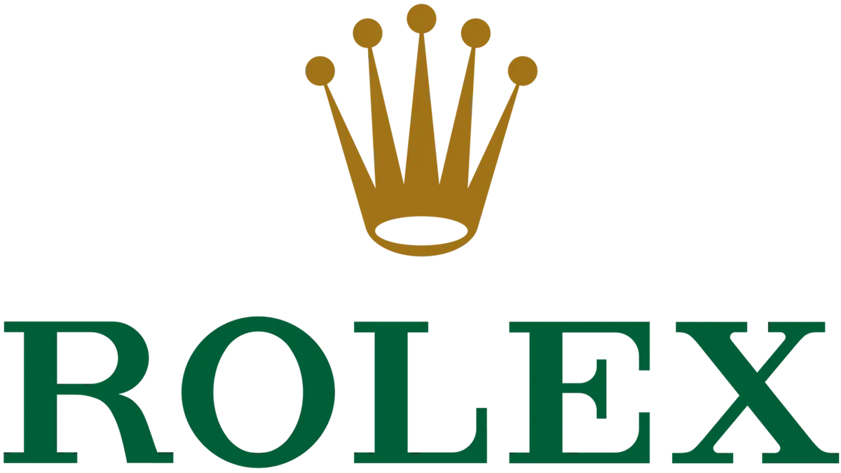 Rolex logo with green text and gold crown on a white background