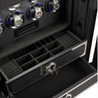Black jewelry organizer with compartments and illuminated display