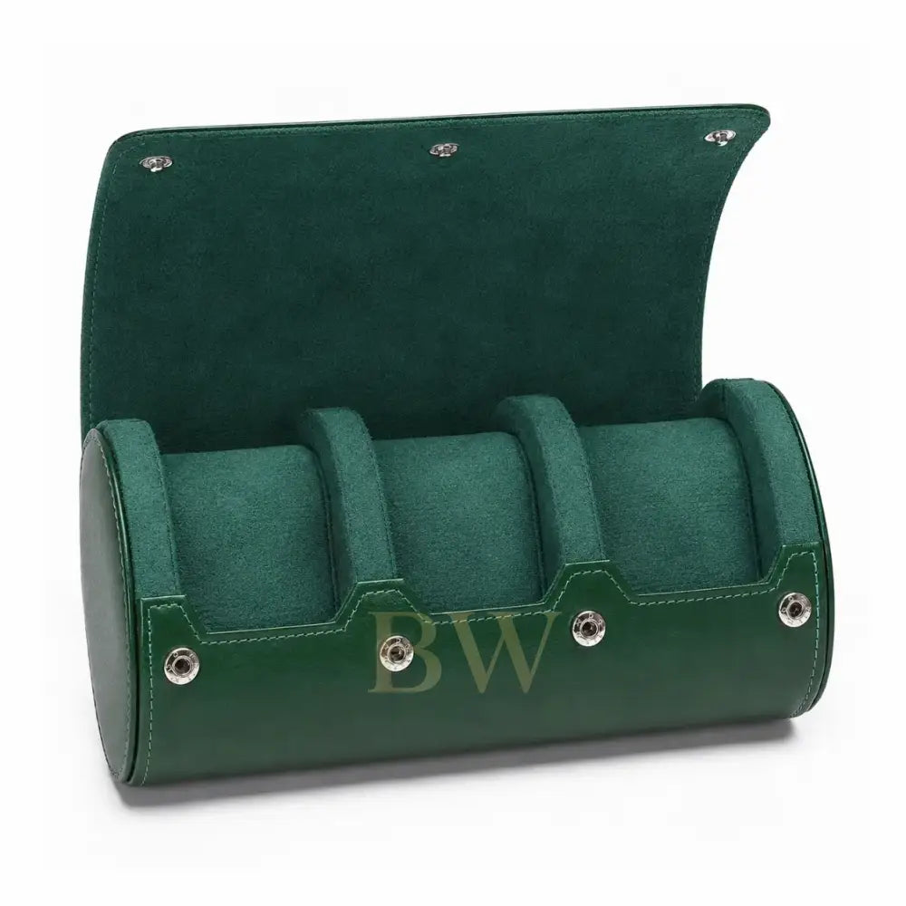 Green Watch Case for Travel, 3 slots