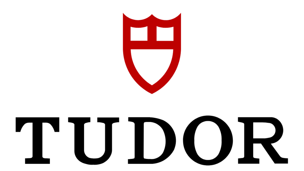 Tudor logo with a red shield on a white background