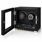 Black Watch Winder with fingerprint lock for luxury watches