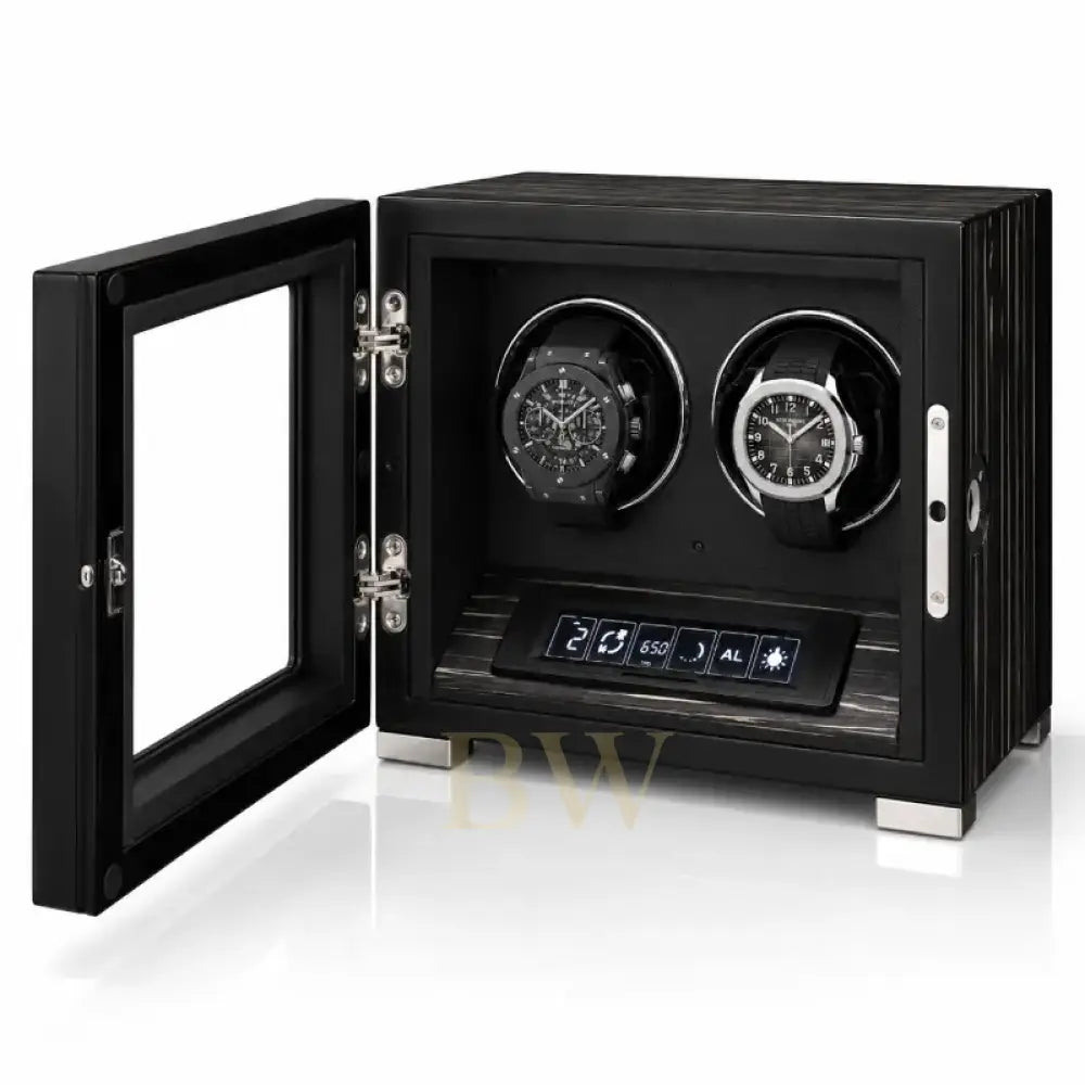 Black Watch Winder with fingerprint lock for luxury watches