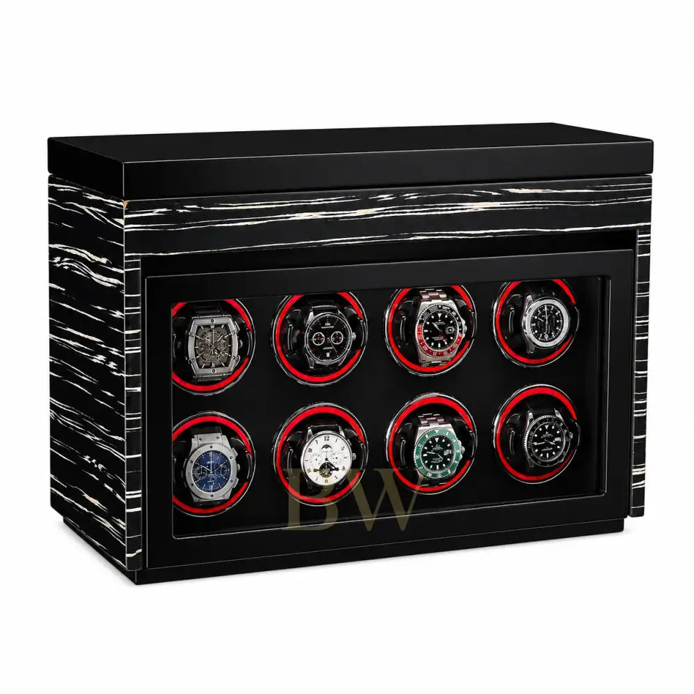 Black watch winder for luxury watch collector